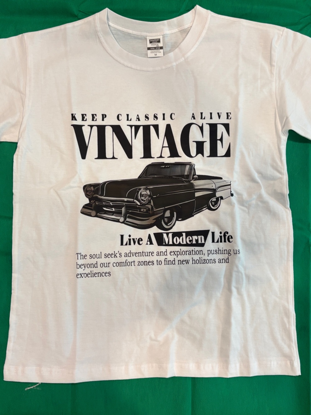 Vintage Car Graphic Tee for Kids - White